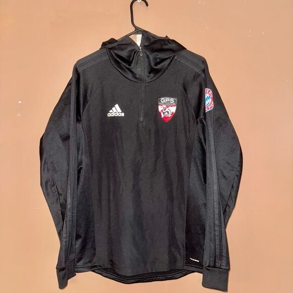 Adidas FC Bayern Munchen Soccer 1/2 Zip Cowl Neck Athletic Jacket Gray - Size S - Picture 4 of 8